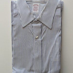 Brooks Brothers Makers Navy and White Long Sleeve Shirt SZ 17 - 5